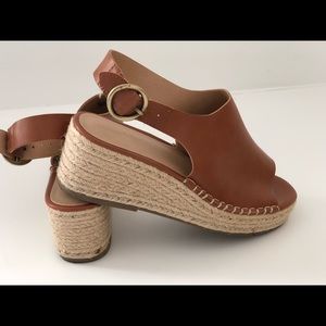 Women's Espadrille Flatform Sandals sz 6.5 cognac